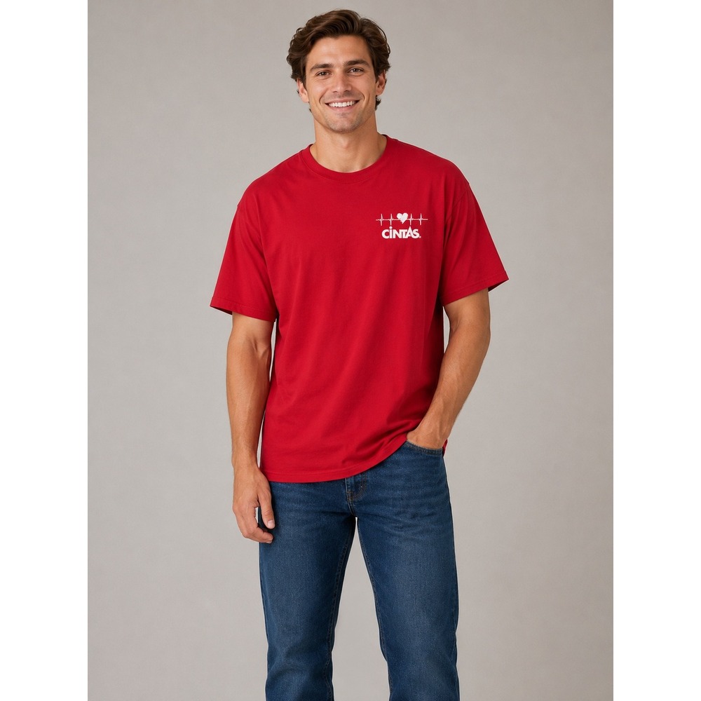 Port & Company Mens XL Red Cintas Heart Thumpers Heart Walk 2023 Graphic T-Shirt